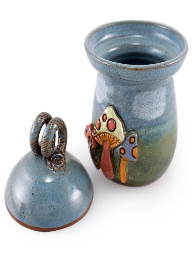 Modern Artisans Enchanted Mushrooms Countertop Jar with Lid - American Handmade Stoneware Pottery, 16-18 oz - Image 5